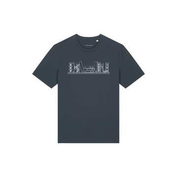 Unisex Stanley/Stella Creator 2.0 India Ink Grey (C715) plain dark t-shirt with white graphic text on the front, made from organic cotton.