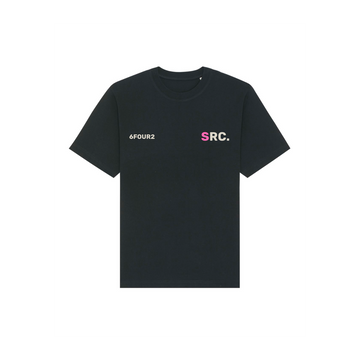A heavy weight black STTU788 Stanley/Stella Freestyler Heavy Organic Cotton Unisex T-shirt made of 100% organic cotton, with the word src on it.