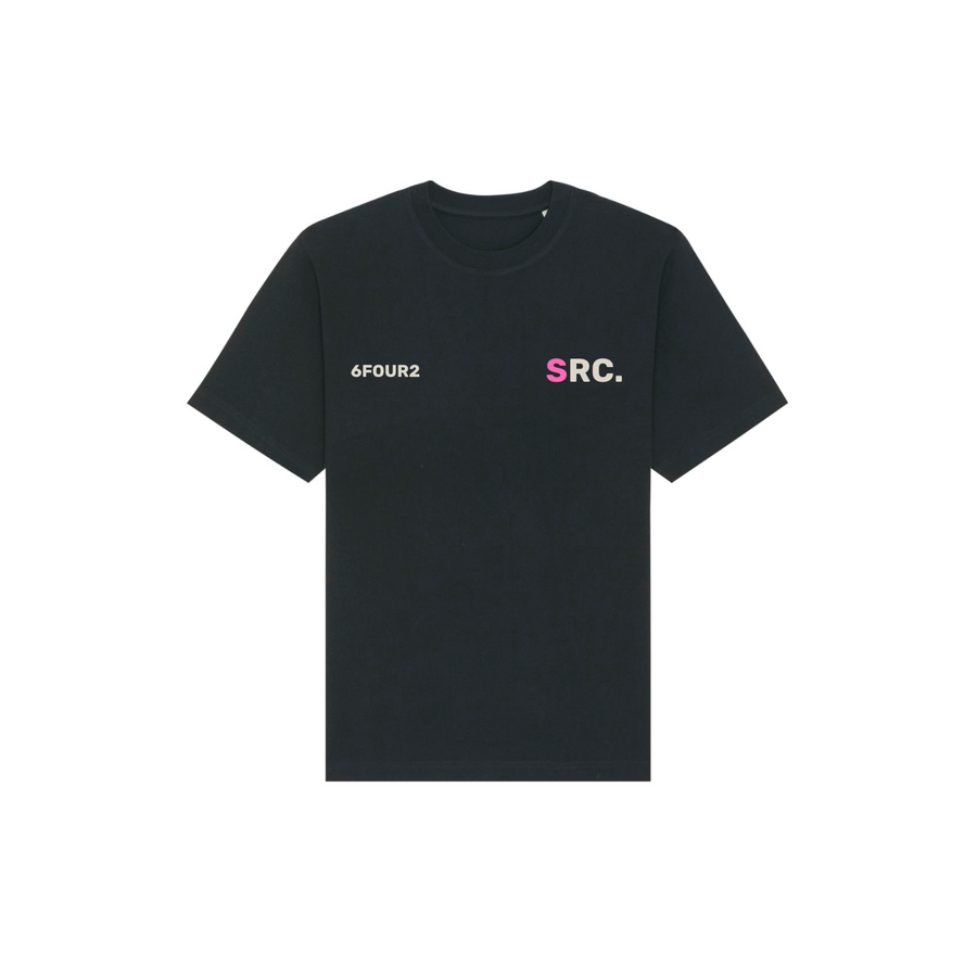 A heavy weight black STTU788 Stanley/Stella Freestyler Heavy Organic Cotton Unisex T-shirt made of 100% organic cotton, with the word src on it.