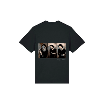 A black STTU171 Stanley/Stella Sparker 2.0 T-SHIRT with a triptych photo print on the back.