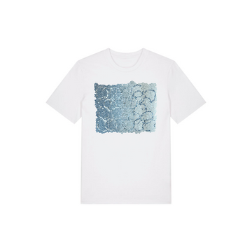 A unisex Stanley/Stella Creator 2.0 White (C001) organic ring-spun combed cotton t-shirt with blue square design.