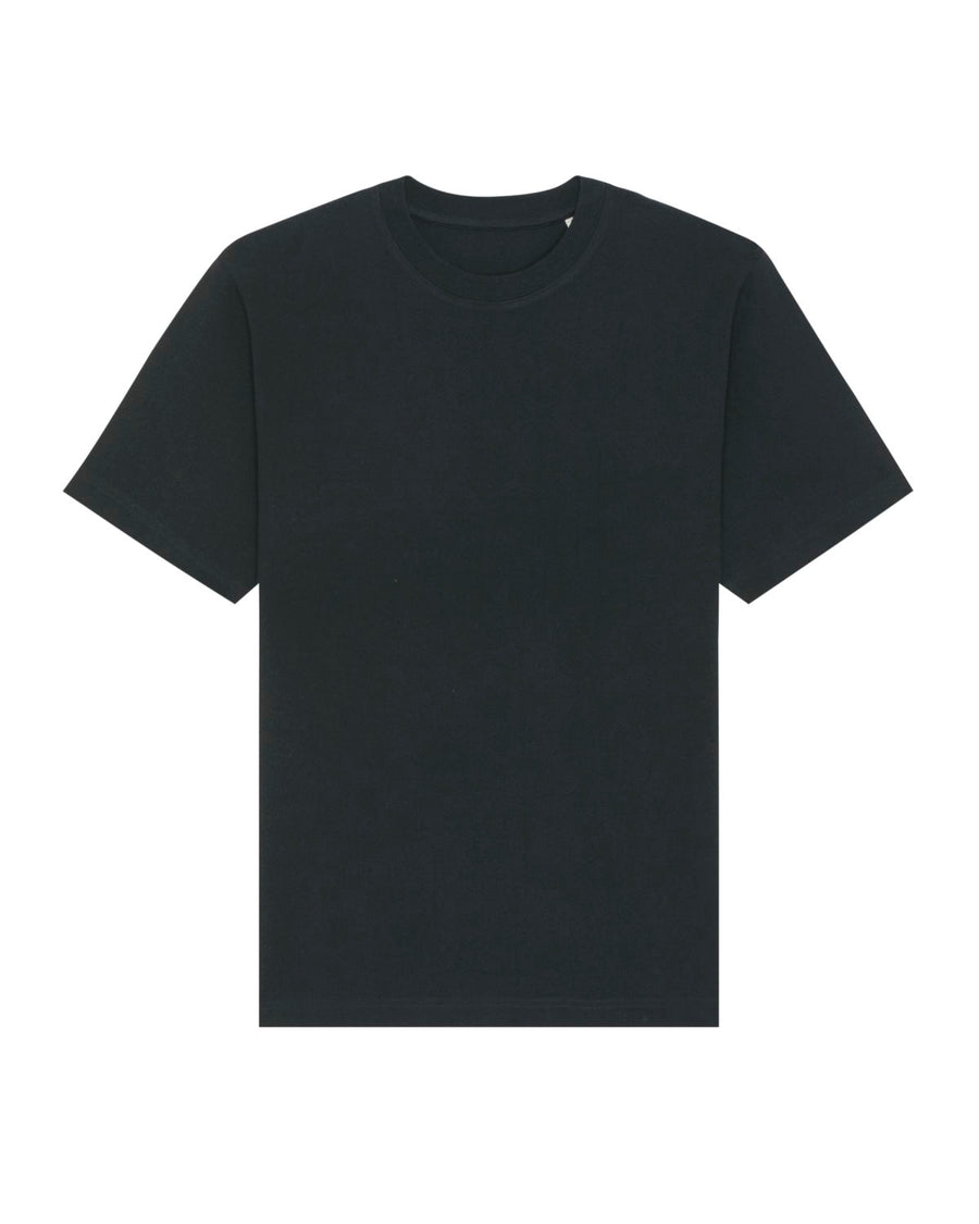 A black Stanley/Stella Freestyler Heavy Organic Cotton Unisex T-Shirt on a white background.