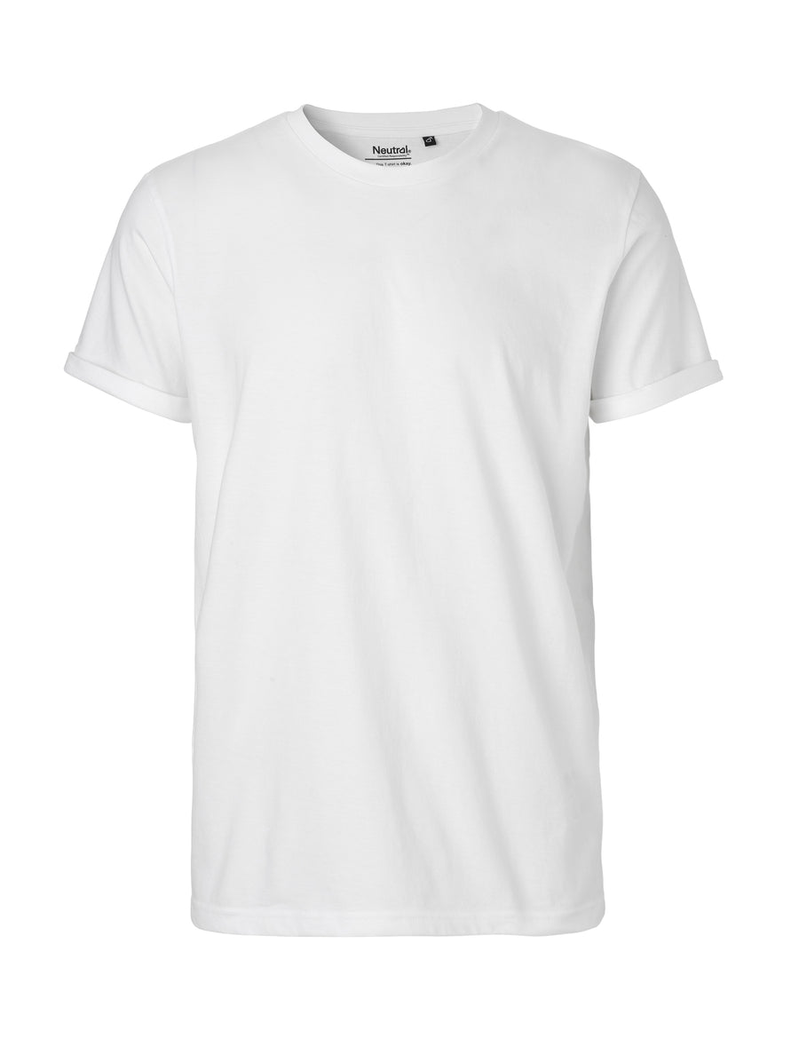 O60012 Neutral Mens Roll Up Sleeve Fairtrade Organic Cotton T-Shirt