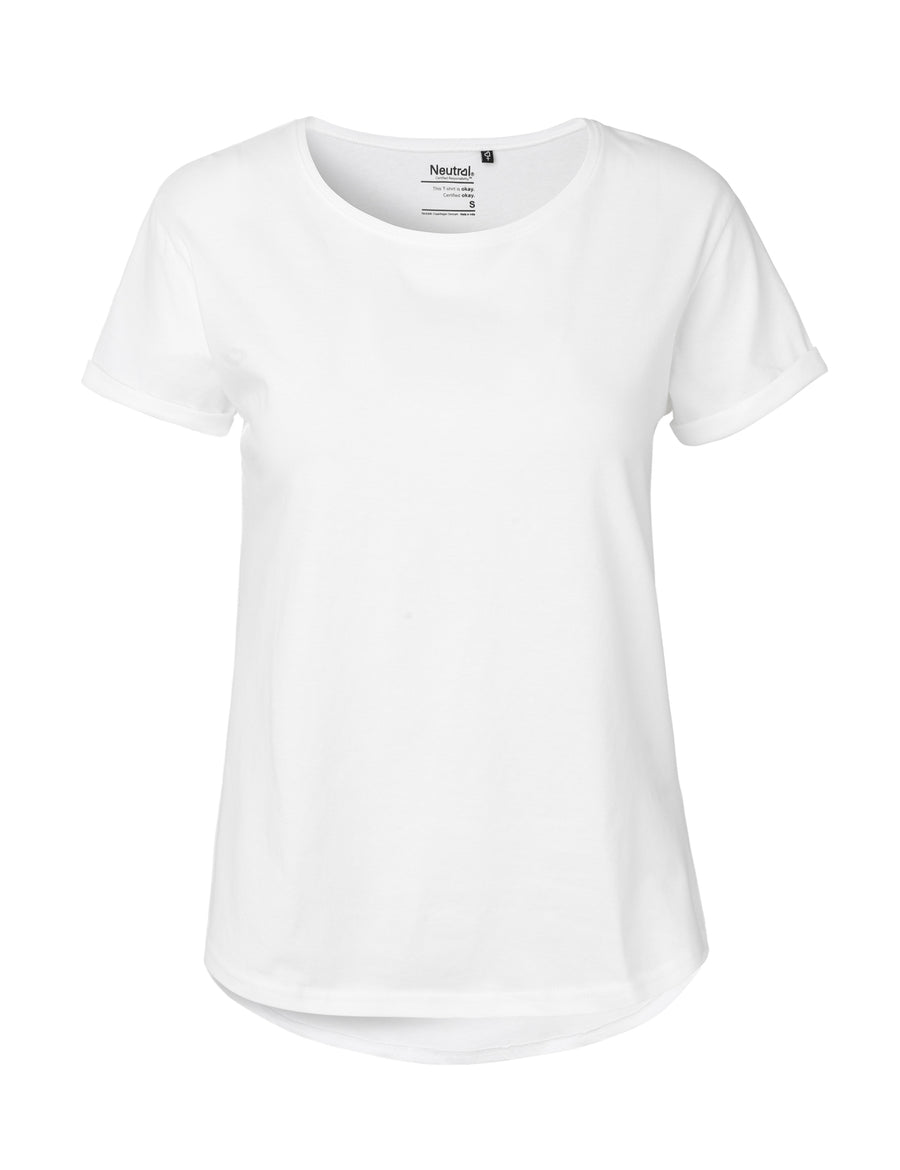O80012 Neutral Ladies Roll Up Sleeve Fairtrade Organic Cotton T-Shirt