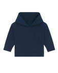 A blue organic cotton STSB919 Stella/Stella Baby Cruiser The Iconic Babies' Hoodie Sweatshirt with a hood.