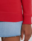 A close up view of a Stanley/Stella Rise eco-friendly Sweatshirt in red