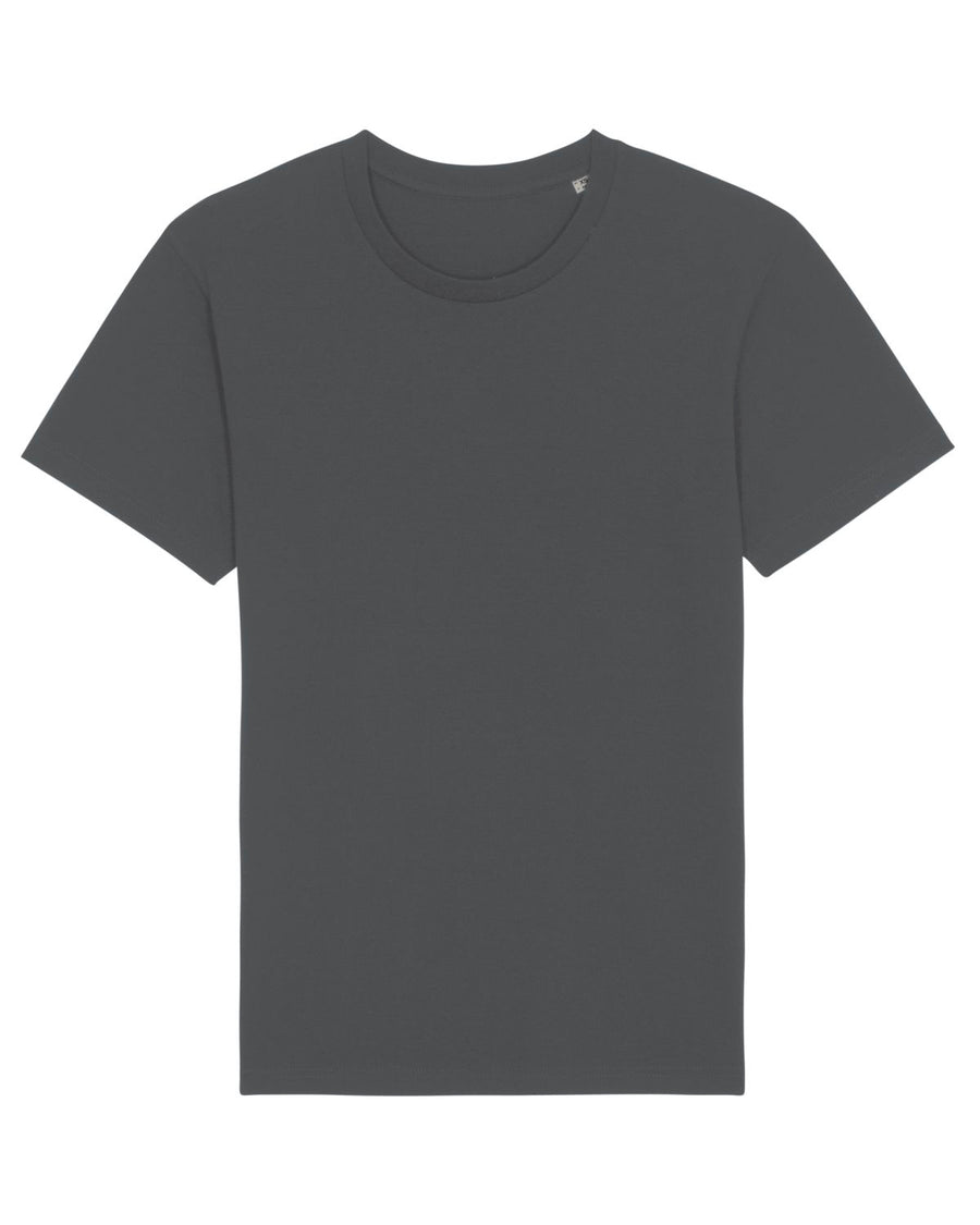Plain dark gray Stanley/Stella Rocker Anthracite unisex t-shirt on a white background.