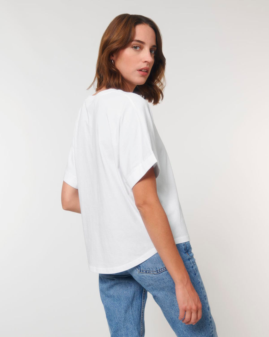 white Rolled Sleeve T-shirt