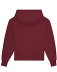 An STSU856 Stanley/Stella Slammer Relaxed Organic Cotton Unisex Hoodie in maroon on a white background.