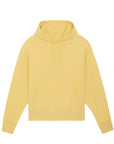 A yellow STSU856 Stanley/Stella Slammer Relaxed Organic Cotton Unisex Hoodie on a white background.