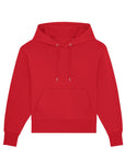 The Stanley/Stella Slammer Relaxed Organic Cotton Unisex Hoodie, a red hoodie for women, is shown on a white background.