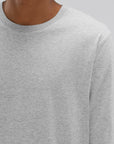 A model wearing a Heather grey Stanley/Stella Shuffler organic cotton long sleeve T-Shirt