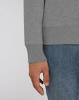 A close up view of Stanley/Stella organic cotton Stroller sweatshirt in heather grey