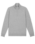 The STSM611 Stanley Trucker Men's Quarter Zip Organic Cotton Sweatshirt in grey made with organic ring-spun combed cotton and recycled polyester by Stanley/Stella.